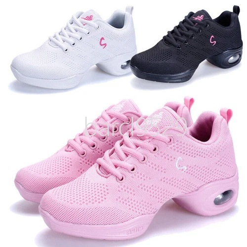 Women Jazz Hip Hop Ballet Shoes Ballroom Dance Split Sole Sport Trainers Sneaker - Picture 2 of 18