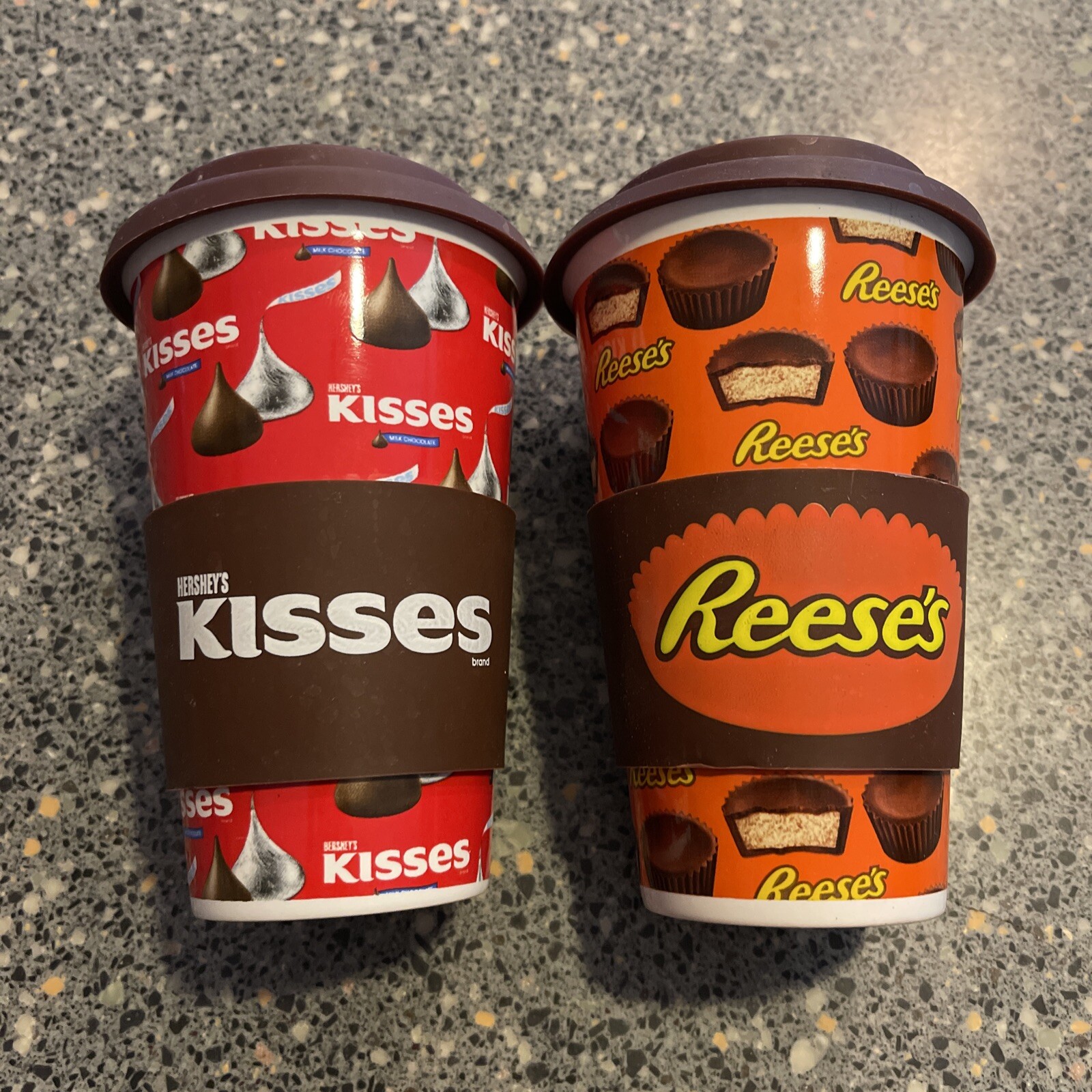 Ceramic Reeses Peanut Butter Cup & Hershey’s Kisses Travel Coffee Mugs ...
