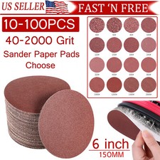 10-100PCS 6 inch Hook Loop Sanding Discs 40-2000 Grit Orbital Sander Paper Pads