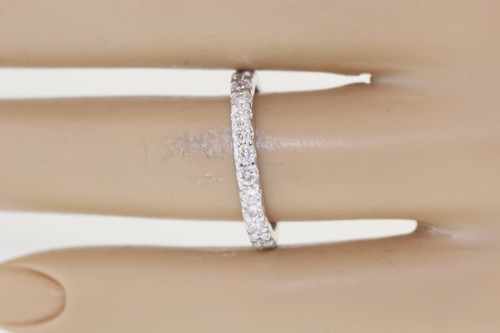 Nuevo 14k Oro Blanco 1.30ct Redondo Diamante Natural French Set Anillo Eternidad - Imagen 7 de 9