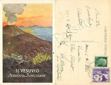 Postcard of Pompeii, electric railway of Vesuvius - Naples, 1937