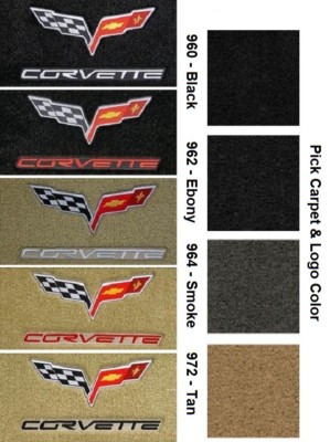 Lloyd Mats Velourtex Ebony Floor Mats With Red Grand Sport Logos – For 2010–2013 C6 Corvette, Front Set, Custom Fit
