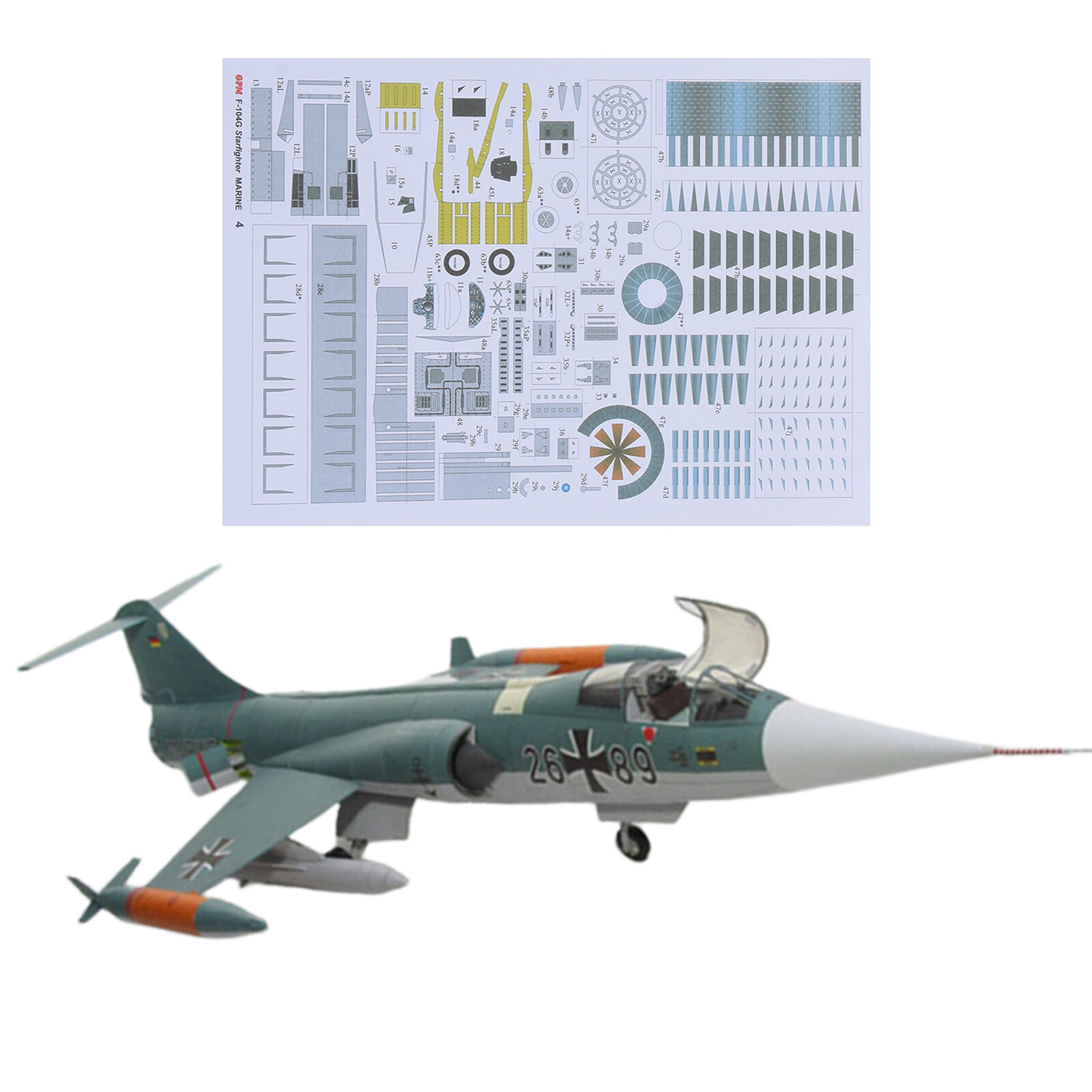 DIY 1/33 Scale US F-104G Star Air Fighter Plane Paper Model Military Puzzle Kit