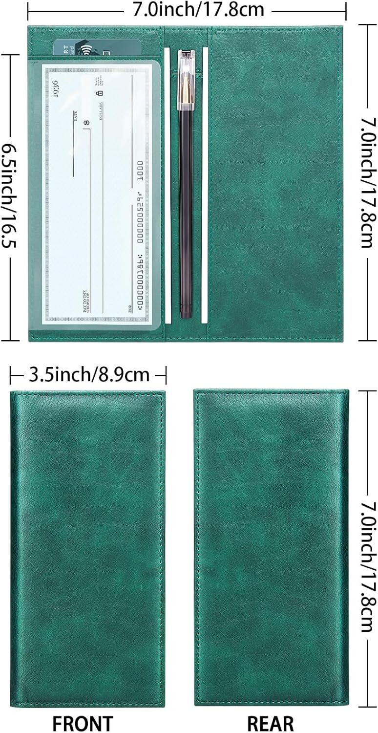 как выглядит Leather Checkbook Cover for Top Side Tear Registers Duplicate Checks with P... фото