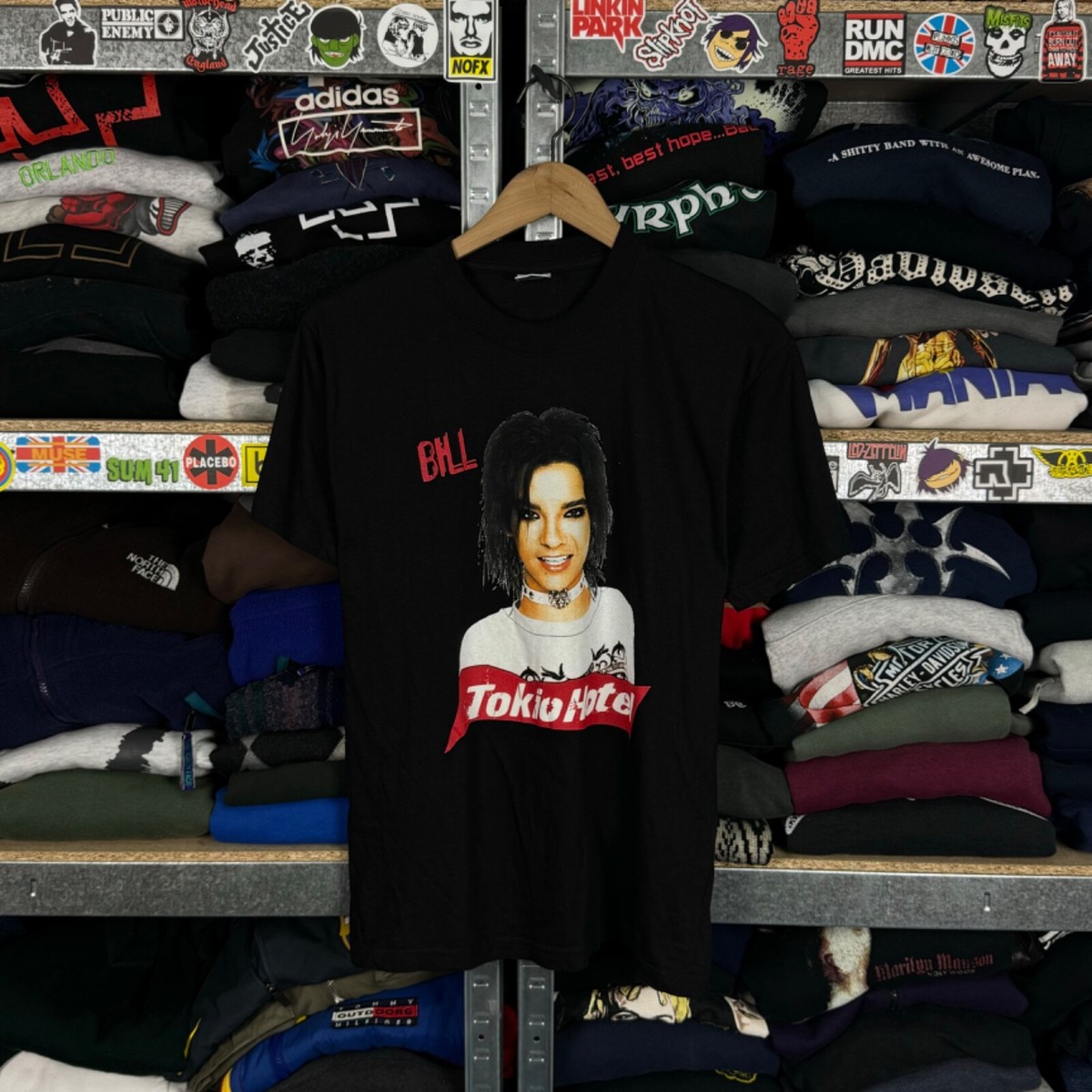 VINTAGE 2000s TOKIO HOTEL BILL KAULITZ EMO Y2K T-SHIRT SIZE 164cm