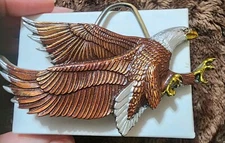 VTG Eagle Belt Buckle The Great American Chicago Buckle Co H506 Enamled USA 1979
