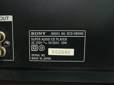 Sony SCD-XB940 QS (Quality Standard) - CD/Super Audio CD Player | eBay