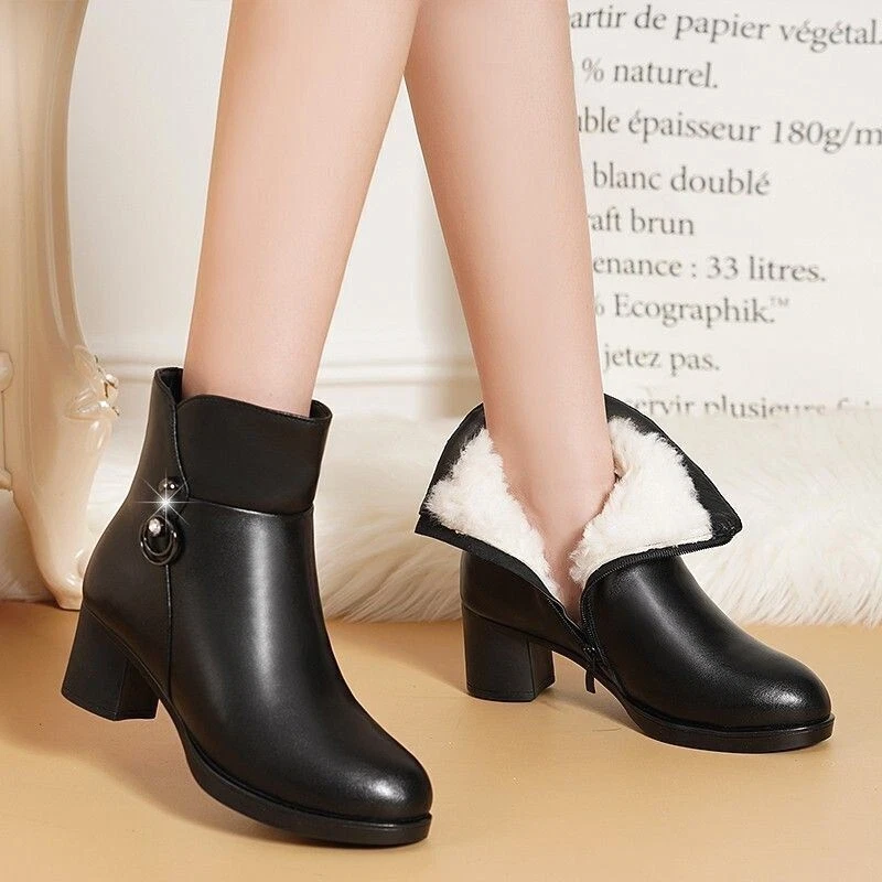 Botas De Mujer Elegantes Botines Tacón Rodilla De Zapatos Negro eBay