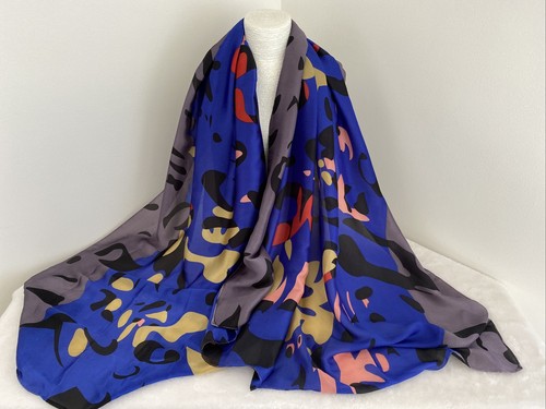 Gregory Ladner Cobalt Animal Touch 40% Silk Scarf 180 cm x 95 cm New With Tags
