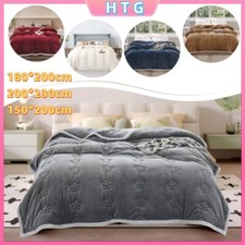 3 Layers Flannel Fleece Warm Blanket Thicken Quilted Plum Blossom Blankets