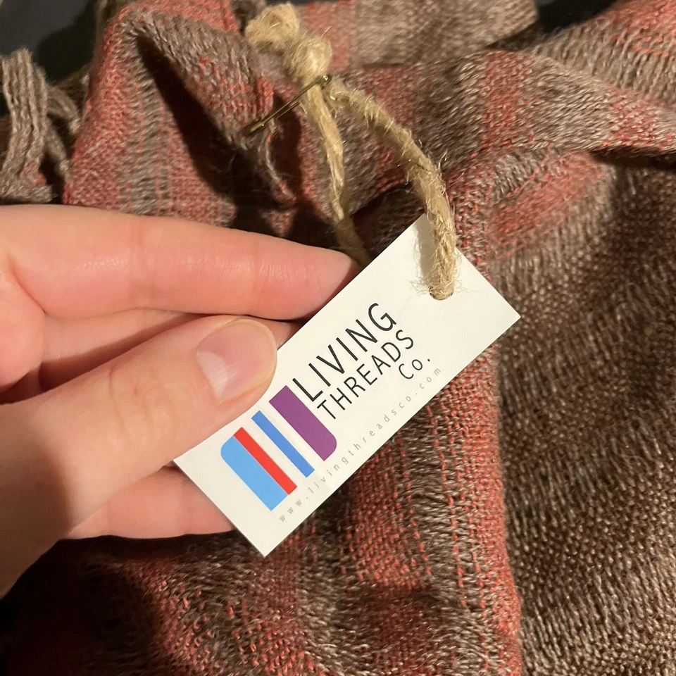 Living Threads NWT Ketzah Multicolor Handmade Woven Boho Scarf Wrap 20x80 Fringe - Image 4 of 4