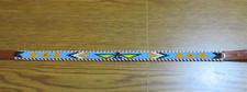 VINTAGE YOUTH LEATHER EMBOSSED  BEADED BELT NATIVE AMERICAN SIZE SMALL 24-28"