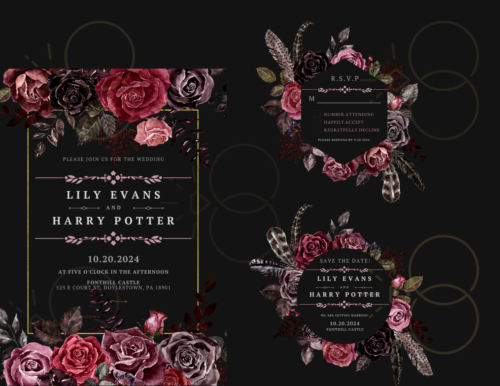 Customize Digital Wedding Gothic Invitation Printable personalize Save Date RSVP - Picture 1 of 1