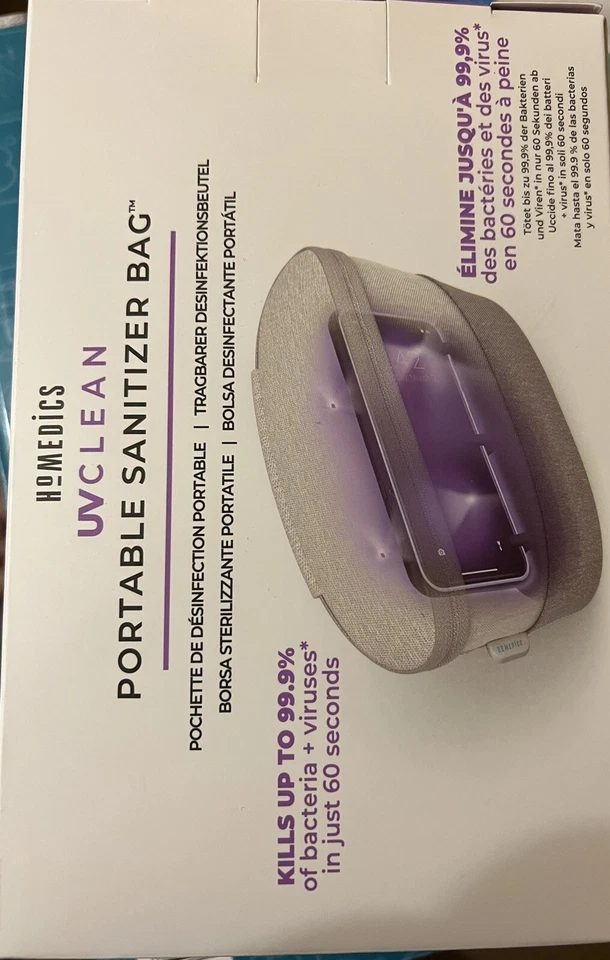 Bolsa desinfectante recargable portátil HoMedics UV-Clean - gris. **NUEVO** Foto 3 de 4