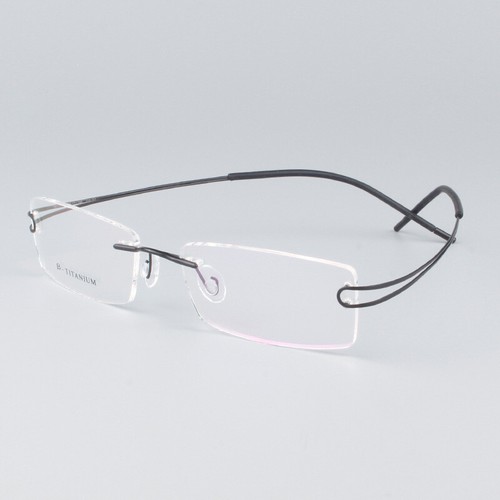 Herren Titan Brillenfassungen Rechteckig Brillen Randlos Flexibel Brille Rahmen - Bild 18 von 21