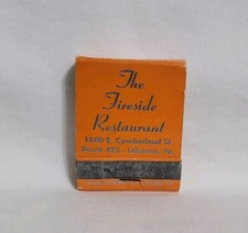 Vintage The Fireside Restaurant Matchbook Lebanon Pennsylvania Advertising Full