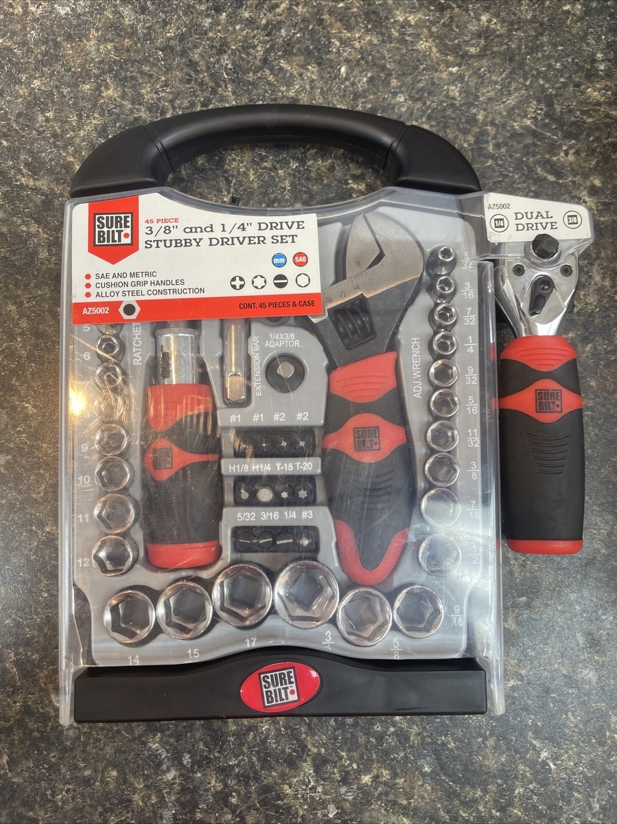 SUREBILT Stubby Driver Dual Drive Ratchet SAE/METRIC Tool Set 45