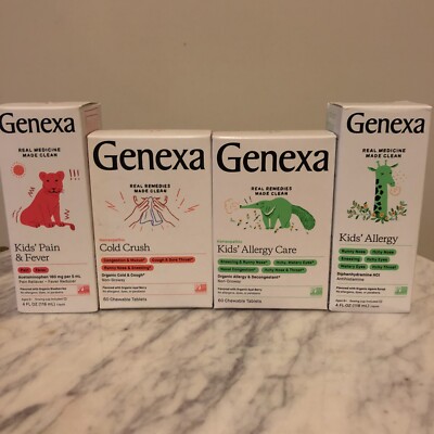 Genexa Homeopathic Medicine Kids  Pain & Allergy Tablets, Liquid, Cold Chewable