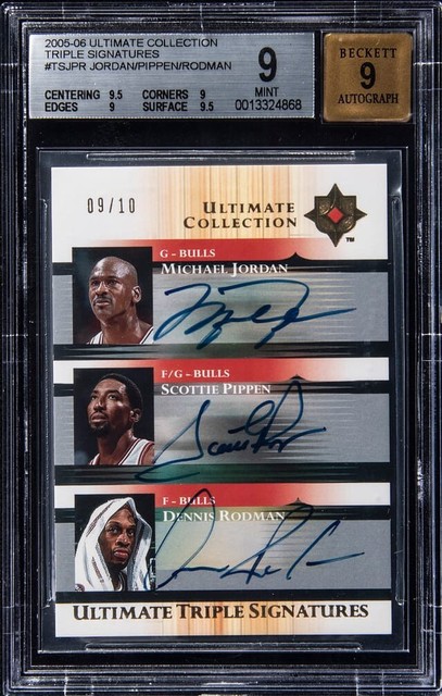 2005-06 Triple Signatures Michael Jordan Scottie Pippen Dennis Rodman 09/10