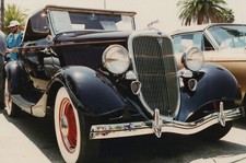 1934 Ford Roadster Black Classic Car Red Wheels Whitewall Tires Chrome Grille