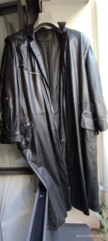 Manteau Long Coupe Vent en Cuir d'Agneau - Photo 3/4