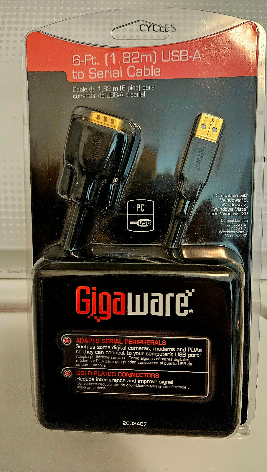 Gigaware 2603487 USB to Serial Cable 6ft Viễn Chí Bảo
