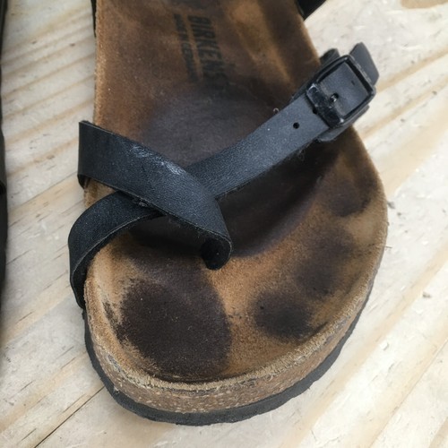 Birkenstock Sandals Womens 8 Mayari Strappy Flats Casual Black Leather Slip On - Picture 4 of 16
