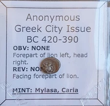 #o162# Anonymous silver Greek city issue Hemiobol from Mylasa, 420-390 BC