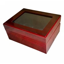 Cherry Wood Ring Display Case Box- Multiples  Boston Cardinals Yankees USA Ship