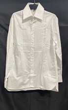 Karl Lagerfeld Men's White Pleated Bib Tuxedo Shirt Cotton Size M