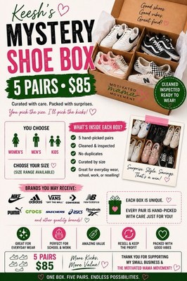 Mystery Shoe Box 5 Pairs Sneakers Women s Mens Kids Curated Surprise Bundle READ