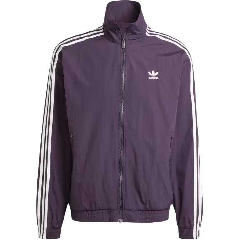 adidas Retro Striped Stand Collar Zipper Long Sleeve Sport Jacket