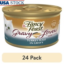 24 Pack Wet Cat Food Turkey Feast Gravy Canned Nutrition All Breeds 3oz Each New 6.66 per gallon
