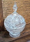 Cut Glass Crystal Covered Star Pinwheel Candy Dish With Lid  Decorative Accent 