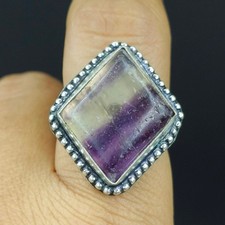 Natural Amethyst Gemstone 925 Sterling Silver Handmade Ring Size-8.5 US