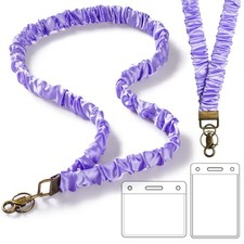 Scrunchie Lanyard With ID Badge Holder Women Stretchy Neck Lanyard For Keys