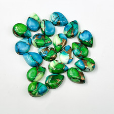  WHOLESALE PEACOCK DAHLIA KINGMAN TURQUOISE CABOCHON PEAR SHAPE LOOSE GEMSTONE