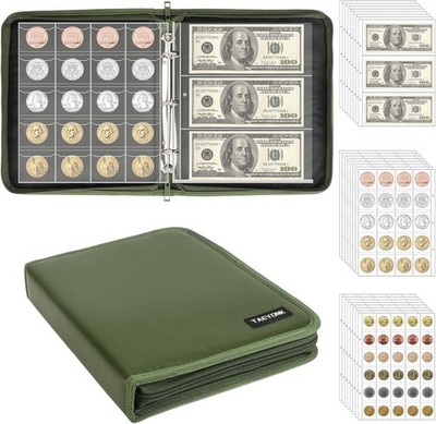 Coin Collection Book Holder for Collectors, 520 Pockets Fireproof Coins Collecti