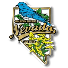 Nevada State Bird and Flower Map Magnet by Classic Magnets