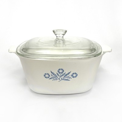 Corning Ware P-1 3/4-B 0,1 3/4 QT Blau Kornblume Quadratisch Auflaufform mit Deckel
