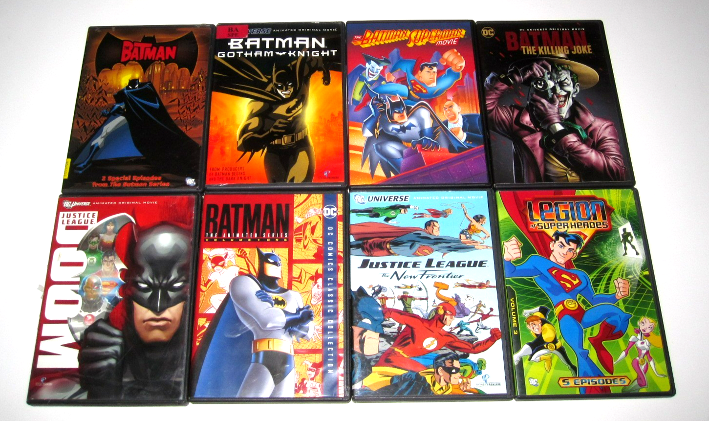 DC Animation DVD Lot of 8 Animated TV & Films Batman Superman Justice ...