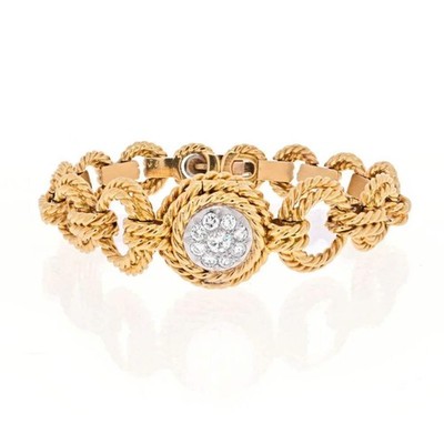 Van Cleef & Arpels 18K Yellow Gold Diamond Cover Open Link Watch