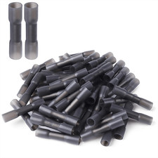 200pcs Black Butt Connector Heat Shrink 14-12AWG Wire Waterproof Splice Terminal