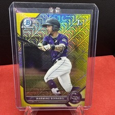 2022 Bowman Chrome Warming Bernabel Yellow Mojo Refractor /75 1st Bowman Rockies