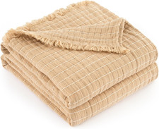 100 Cotton Muslin Queen Size Throw Blanket for Bed Gauze Fall Blankets Lightwei