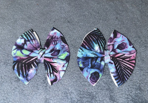 Girls Multicolor Fabric Clip Bows, Butterfly Pattern, One Size Accessory