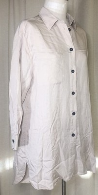 DRESS FORUM Los Angeles Long Sleeve Button Front Collared SHIRT DRESS Sz Med Tan