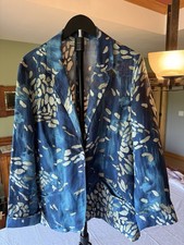 Coldwater Creek Multicolor Pattern Long Sleeve Blazer, Linen Blend, Sz 14 NICE