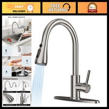 Brushed Nickel Kitchen Faucet with Pull Down Sprayer, Easy Install, Modern Desig