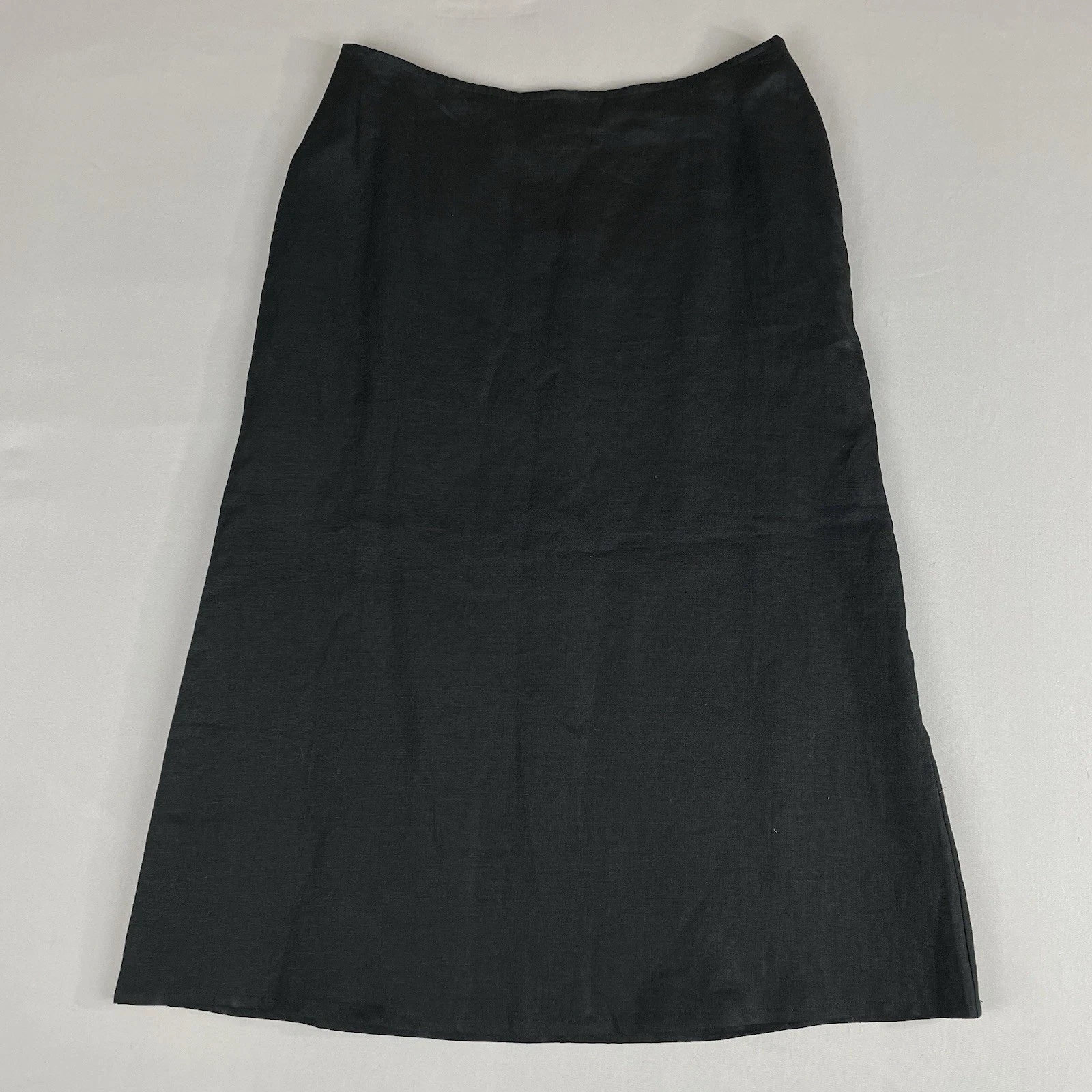 J Jill Linen Midi Shirt Women's Petite Med Black Lined Zip Close Dark Academia